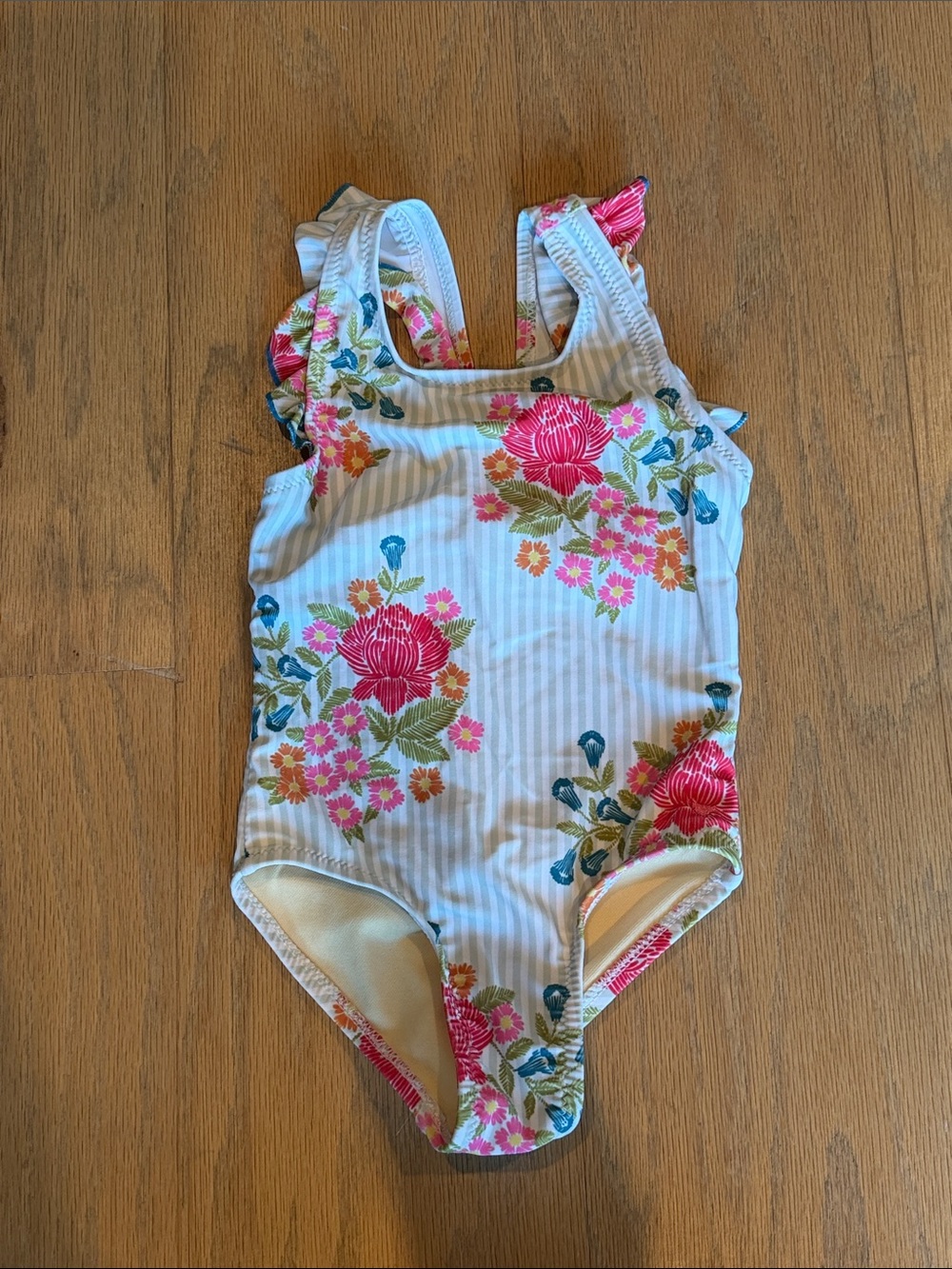 Pink Chicken Floral One-Piece Girls Swimsuit 2T